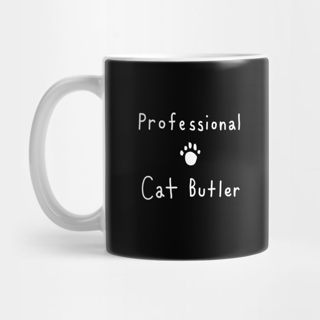 Professional Cat Butler Relaxed Handwritten Text Design with Paw Print by tanglednonsense